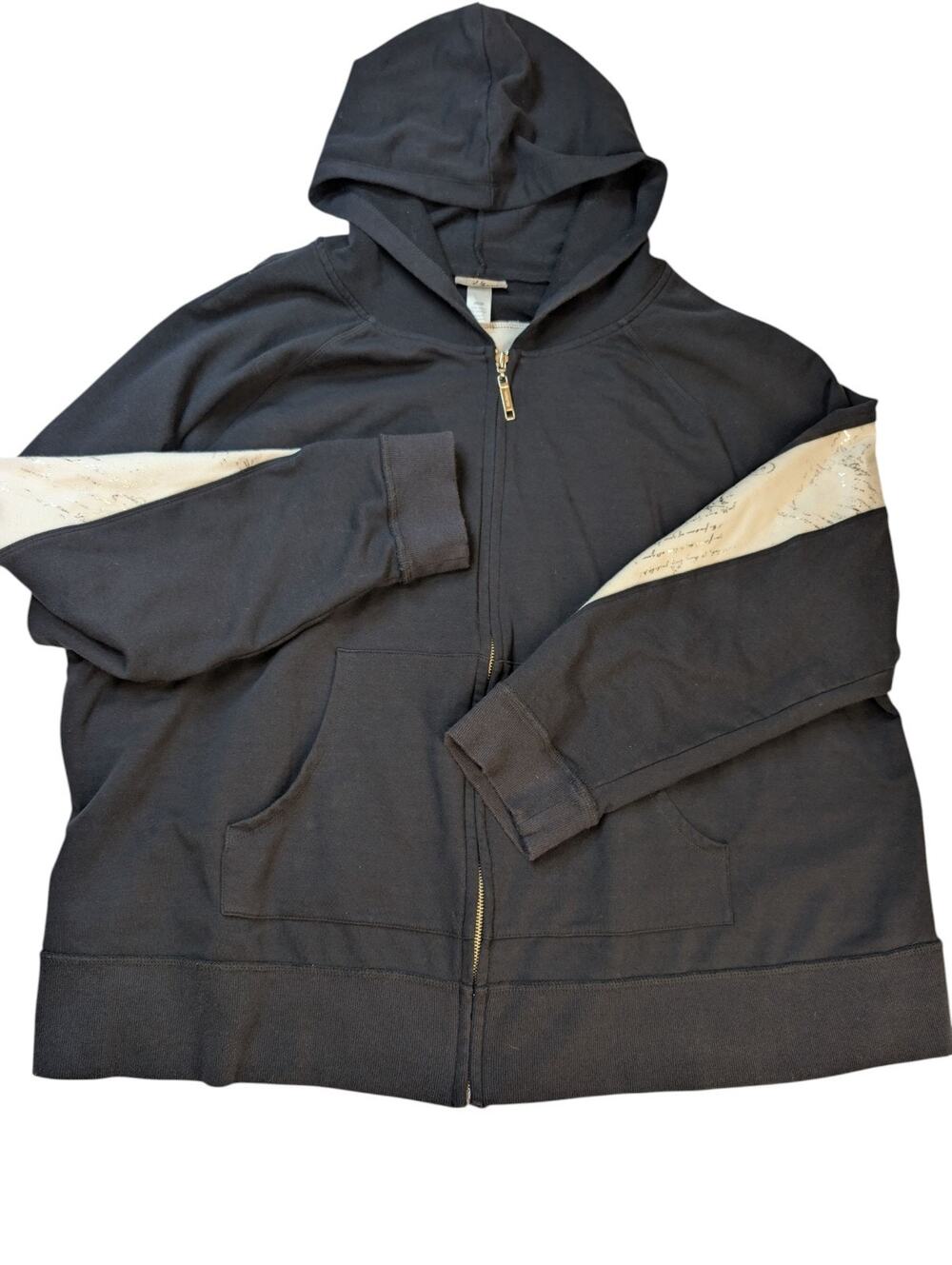 Women's V Sport by Venezia Hoodie Jacket Black White Gold Trim Nautical Sz 28/26